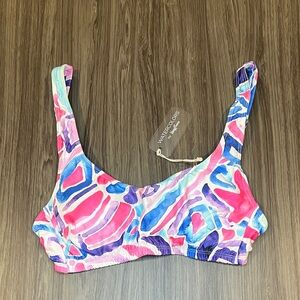Kenny flowers watercolors THE WAIKIKI SPORTY BIKINI TOP